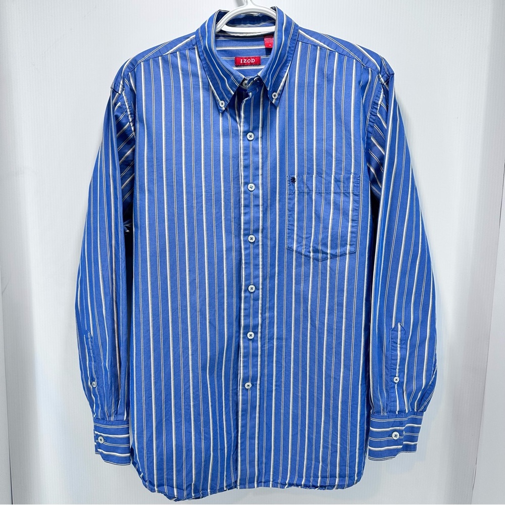 Izod Men's Long Sleeve Button Down Medium‎ Casual Shirt Striped